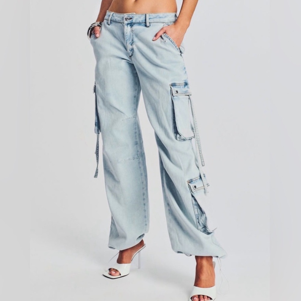 SER.O.YA Samira Cargo Stretch Jeans 27 Starlight Slouchy Utility Baggy‎ Seroya